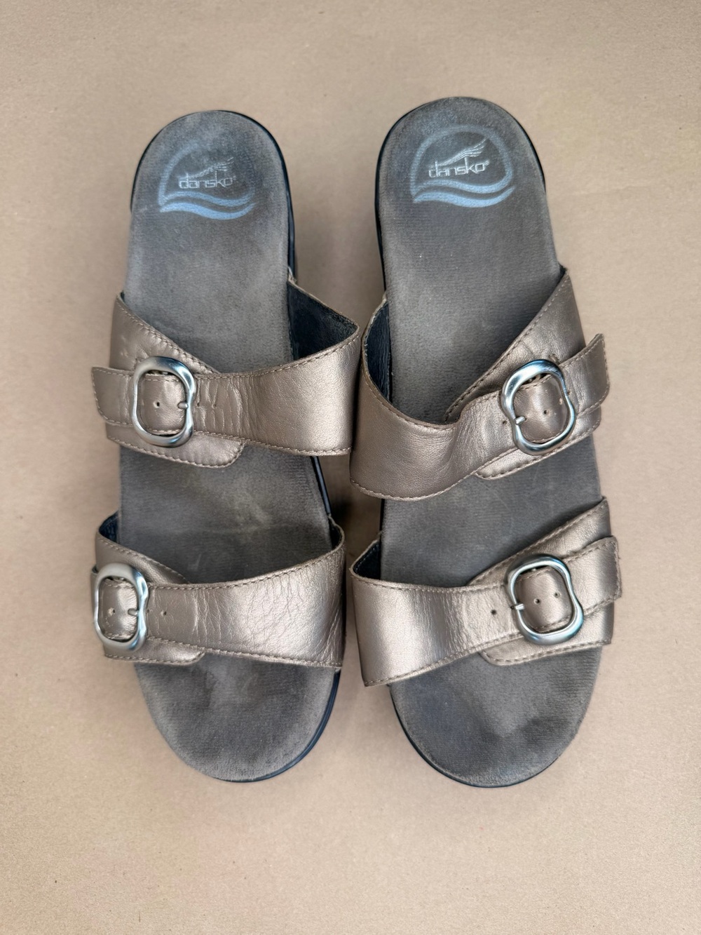 Dansko metallic bronze double strap sandal